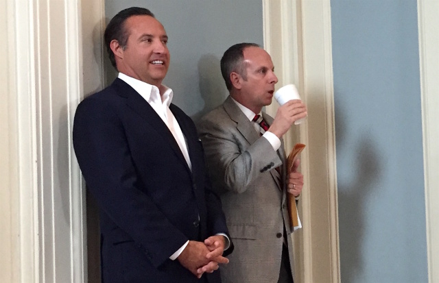 Oklahoma Secretary of Finance Preston Doerflinger, left