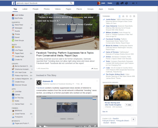 Facebook in journalism