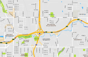 River, railroad & roadways: Rebuild huge for I-235 & I-44 I-235 and I-44 interchange