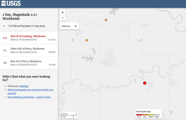 large earthquake in Oklahoma