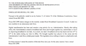 Stitt vetoes bills on broadband council, agency fees, abstractors and vision screening Stitt vetoes