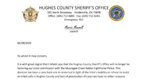 ‘Just a mess’: Hughes County sheriff ends agreement with Muscogee Nation Hughes County sheriff