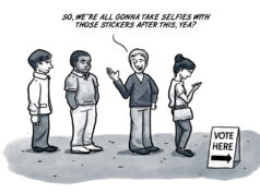 An ‘I voted’ sticker is the prize for enduring all these ads I voted stickers