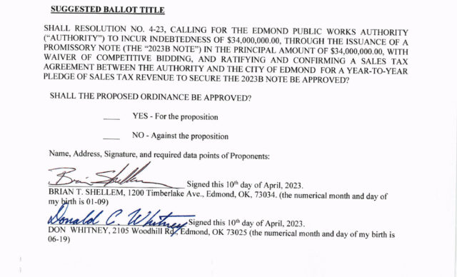 Edmond referendum petitions