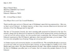 ‘Things are not going well:’ Former Edmond mayors voice concern with city management Former Edmond mayors letter