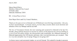 ‘Things are not going well:’ Former Edmond mayors voice concern with city management Former Edmond mayors letter