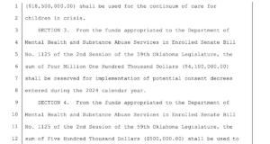 As DOJ examines Oklahoma mental health system, Legislature designates $4.1M to settle similar lawsuit Oklahoma mental health system, consent decree