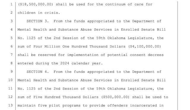 Oklahoma mental health system, consent decree