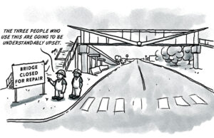 Like a troubled bridge over Northwest Expressway Northwest Expressway bridge