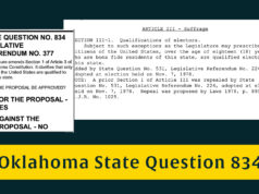 State Question 834: One-word change debated as noncitizens already ineligible to vote Oklahoma State Question 833