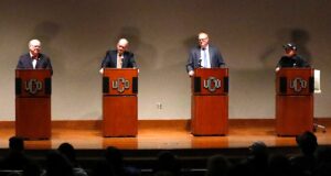 In debate, Edmond mayor candidates talk budget trouble, housing, transit Edmond mayor candidates