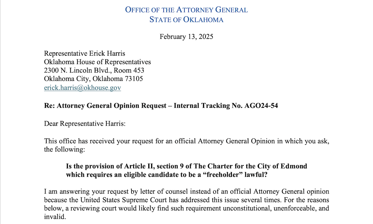 Edmond property ownership requirement