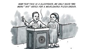 Motion to pizza: Session slumber party gets rowdy slumber party