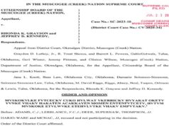 Muscogee high court rules 1866 treaty requires Freedmen citizenship, strikes ‘by blood’ language Muscogee Freedmen