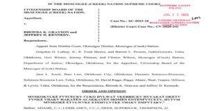 Muscogee high court rules 1866 treaty requires Freedmen citizenship, strikes ‘by blood’ language Muscogee Freedmen