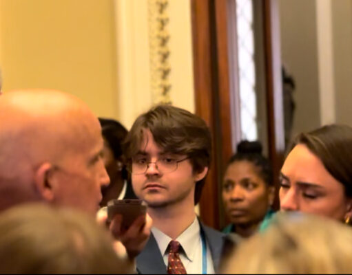 From skipping school to covering it: Kevin Eagleson joins NonDoc NonDoc reporter Kevin Eagleson participates in a media scrum outside of the House of Representatives.
