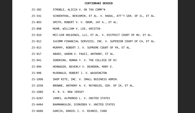 SCOTUS Stroble petition denied